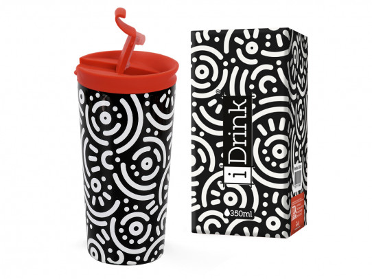 Travel Mug 350 ml black and white